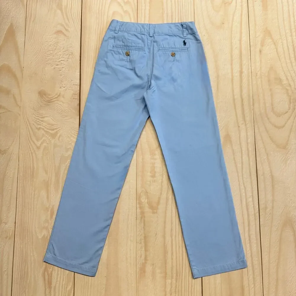 Lot of 2 Polo Ralph Lauren Boys Size 8 Chino Flat Front Pants Pink Blue Pastel